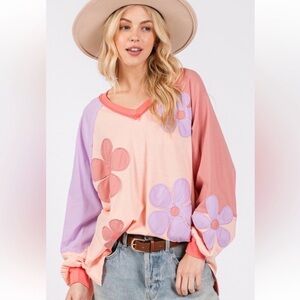 Floral Pastel Long Sleeve Women's Top